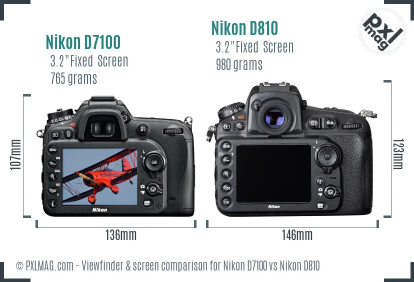 Nikon D7100 vs Nikon D810 Screen and Viewfinder comparison