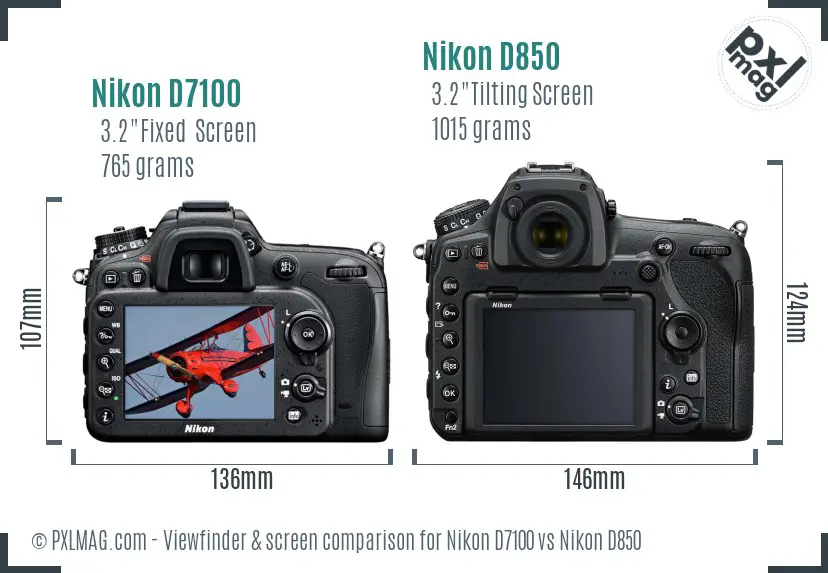 Nikon D7100 vs Nikon D850 Screen and Viewfinder comparison