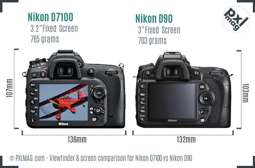 Nikon D7100 vs Nikon D90 Screen and Viewfinder comparison