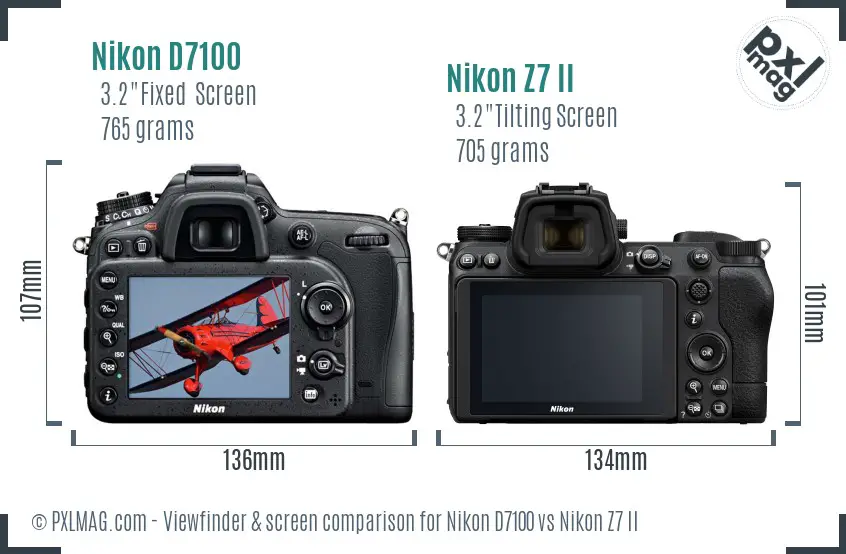 Nikon D7100 vs Nikon Z7 II Screen and Viewfinder comparison Nikon D7100 vs Nikon Z7 II Screen and Viewfinder comparison