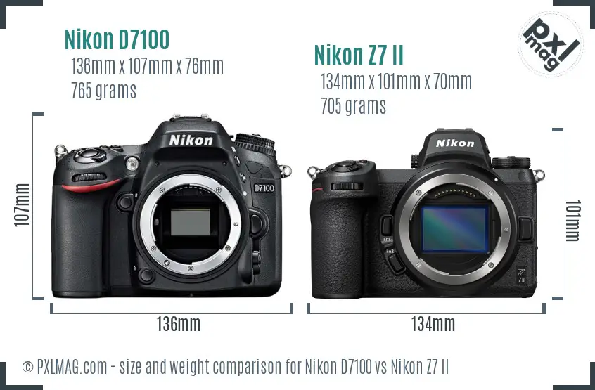 Nikon D7100 vs Nikon Z7 II size comparison Nikon D7100 vs Nikon Z7 II size comparison