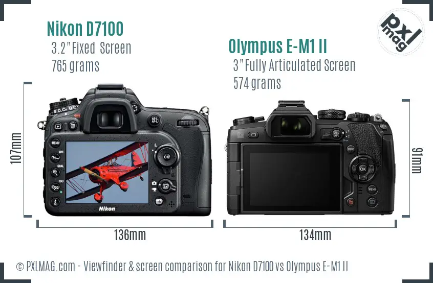 Nikon D7100 vs Olympus E-M1 II Screen and Viewfinder comparison Nikon D7100 vs Olympus E-M1 II Screen and Viewfinder comparison