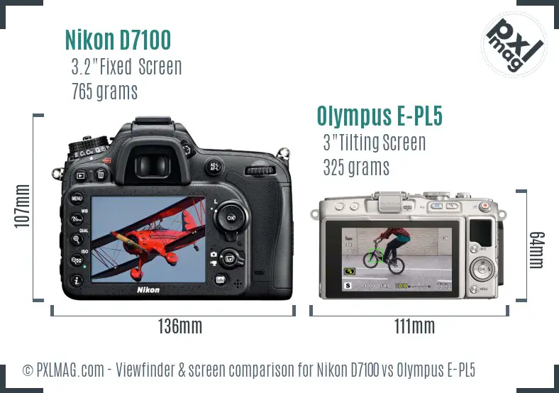 Nikon D7100 vs Olympus E-PL5 Screen and Viewfinder comparison