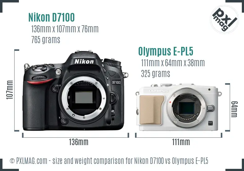 Nikon D7100 vs Olympus E-PL5 size comparison