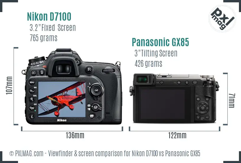 Nikon D7100 vs Panasonic GX85 Screen and Viewfinder comparison Nikon D7100 vs Panasonic GX85 Screen and Viewfinder comparison