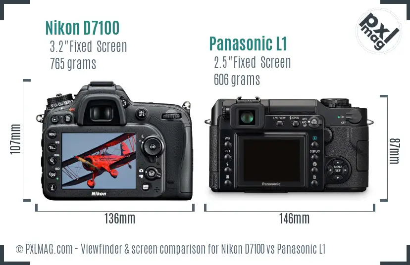 Nikon D7100 vs Panasonic L1 Screen and Viewfinder comparison Nikon D7100 vs Panasonic L1 Screen and Viewfinder comparison