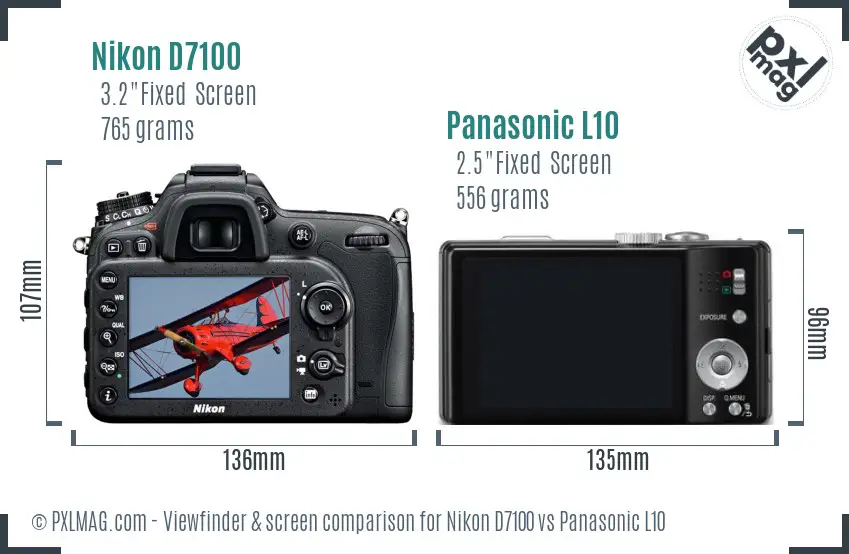 Nikon D7100 vs Panasonic L10 Screen and Viewfinder comparison