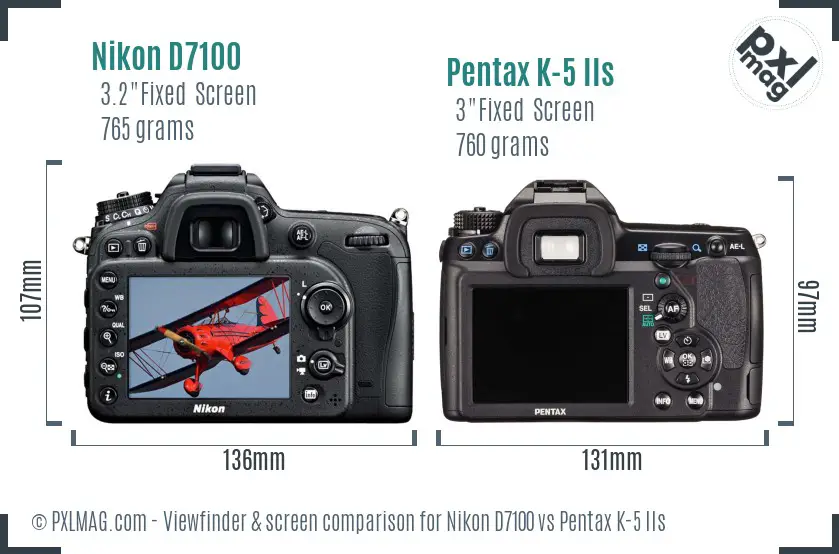 Nikon D7100 vs Pentax K-5 IIs Screen and Viewfinder comparison