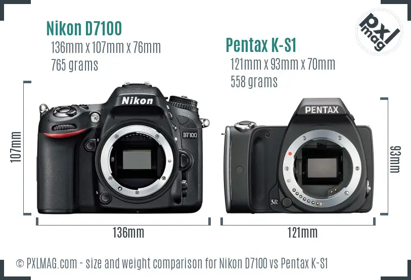 Nikon D7100 vs Pentax K-S1 size comparison