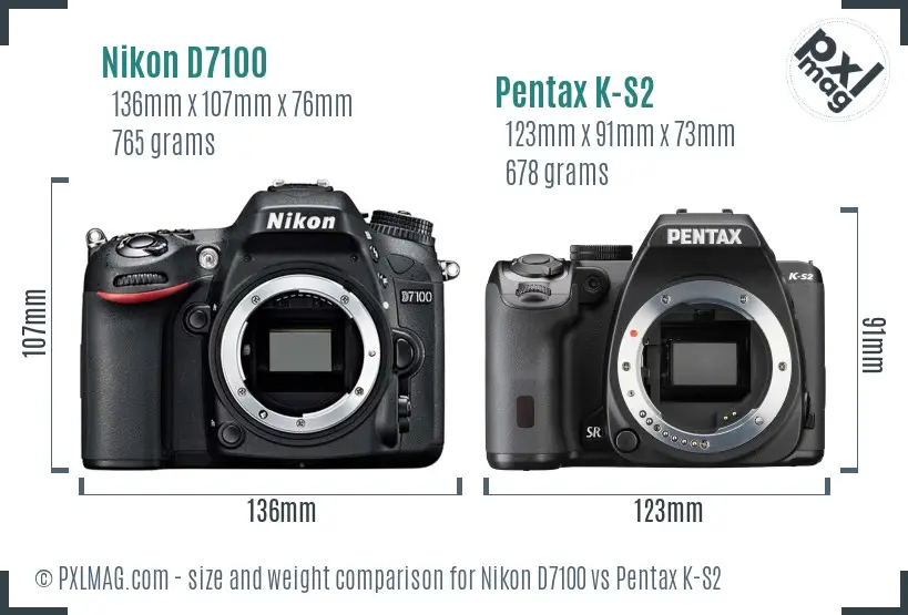 Nikon D7100 vs Pentax K-S2 size comparison Nikon D7100 vs Pentax K-S2 size comparison
