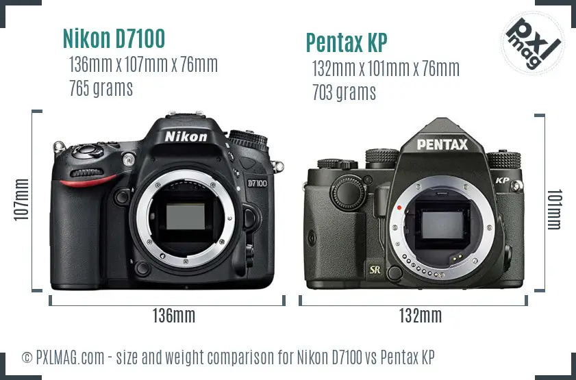 Nikon D7100 vs Pentax KP size comparison
