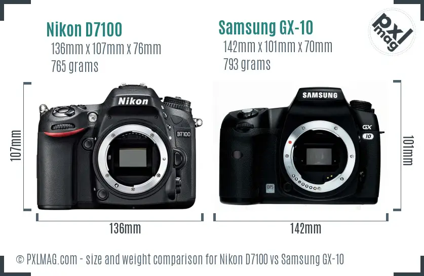 Nikon D7100 vs Samsung GX-10 size comparison