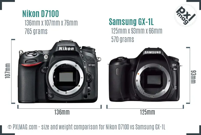 Nikon D7100 vs Samsung GX-1L size comparison