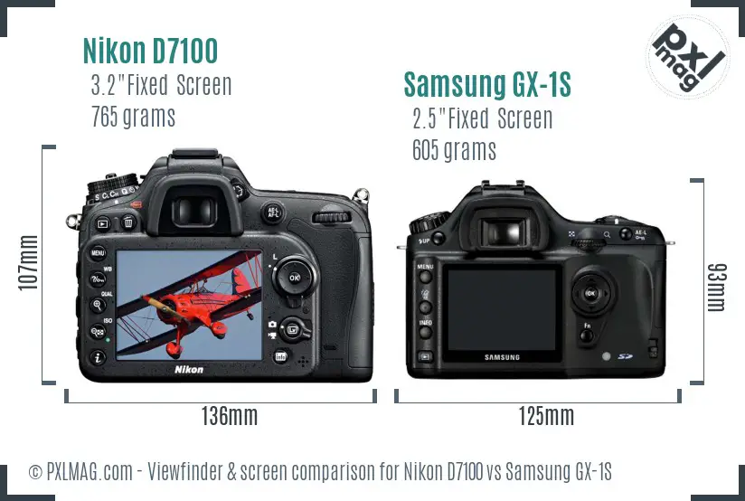 Nikon D7100 vs Samsung GX-1S Screen and Viewfinder comparison
