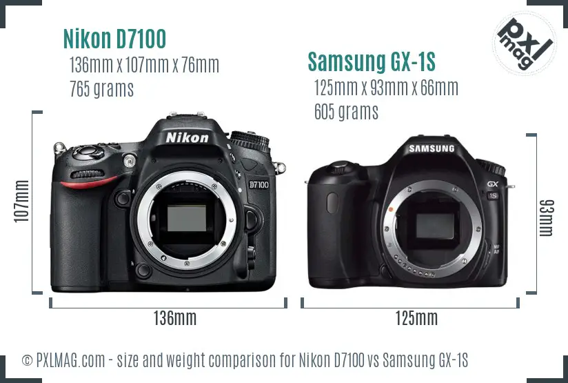Nikon D7100 vs Samsung GX-1S size comparison