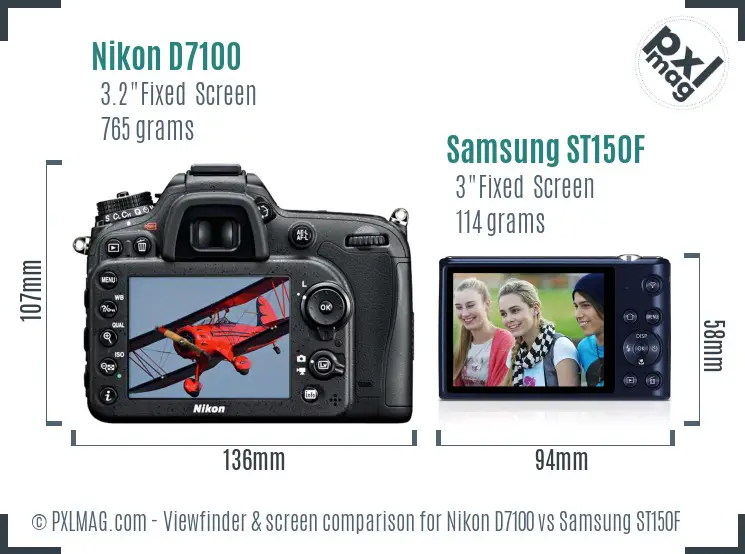 Nikon D7100 vs Samsung ST150F Screen and Viewfinder comparison