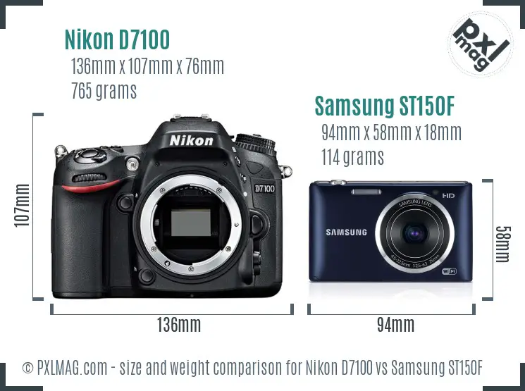 Nikon D7100 vs Samsung ST150F size comparison