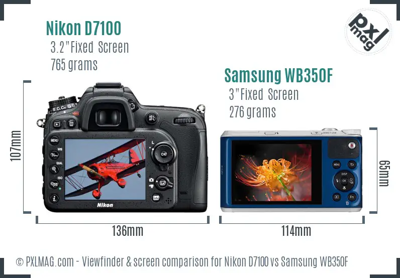 Nikon D7100 vs Samsung WB350F Screen and Viewfinder comparison