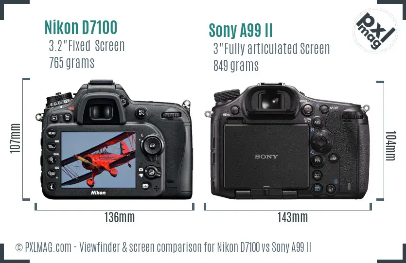 Nikon D7100 vs Sony A99 II Screen and Viewfinder comparison