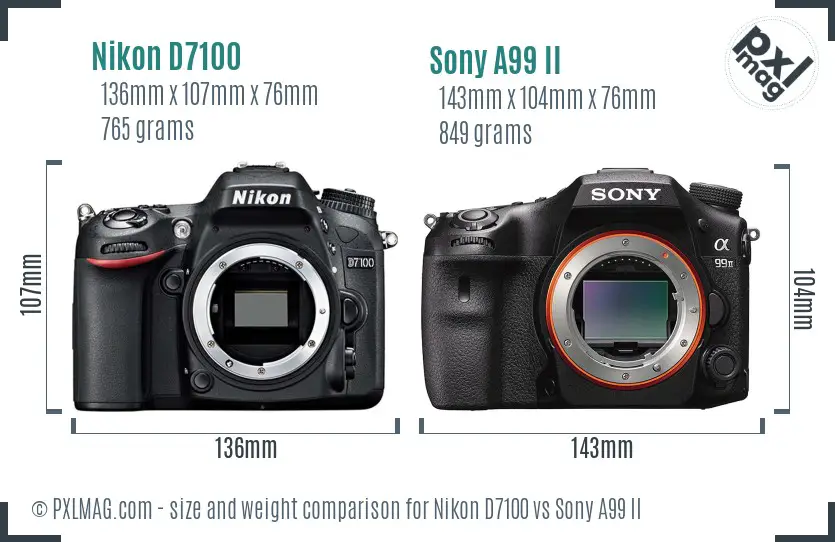 Nikon D7100 vs Sony A99 II size comparison