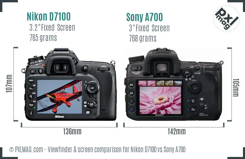 Nikon D7100 vs Sony A700 Screen and Viewfinder comparison