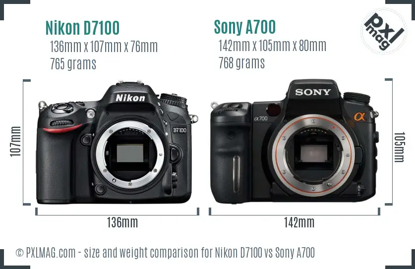 Nikon D7100 vs Sony A700 size comparison