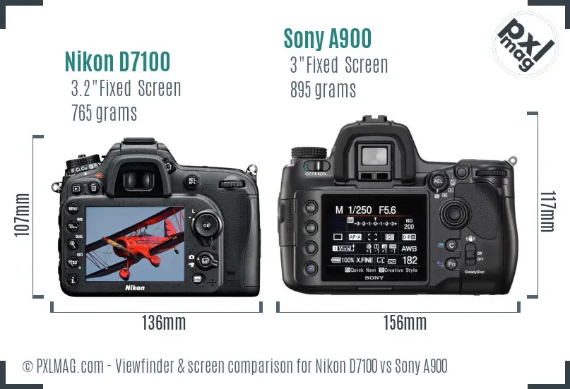 Nikon D7100 vs Sony A900 Screen and Viewfinder comparison