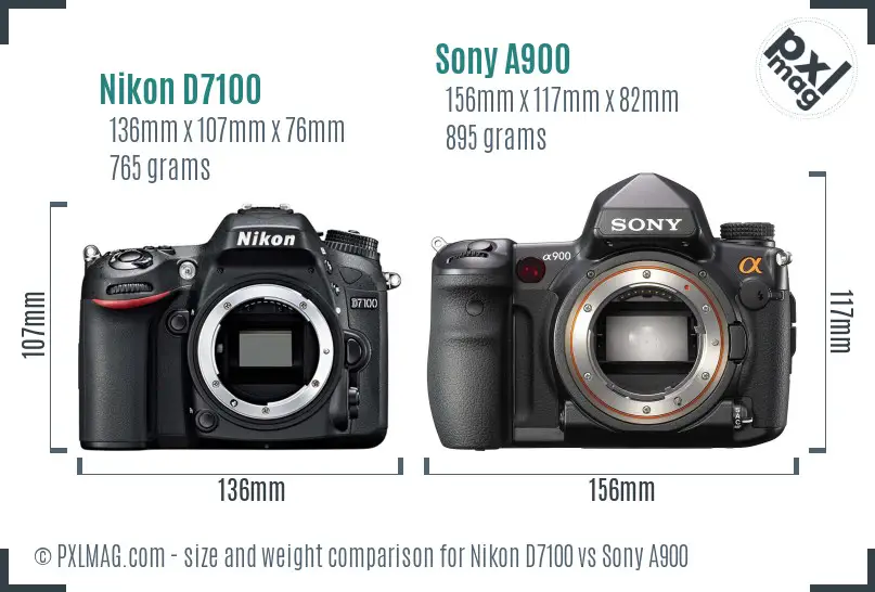 Nikon D7100 vs Sony A900 size comparison