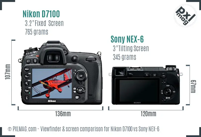 Nikon D7100 vs Sony NEX-6 Screen and Viewfinder comparison Nikon D7100 vs Sony NEX-6 Screen and Viewfinder comparison