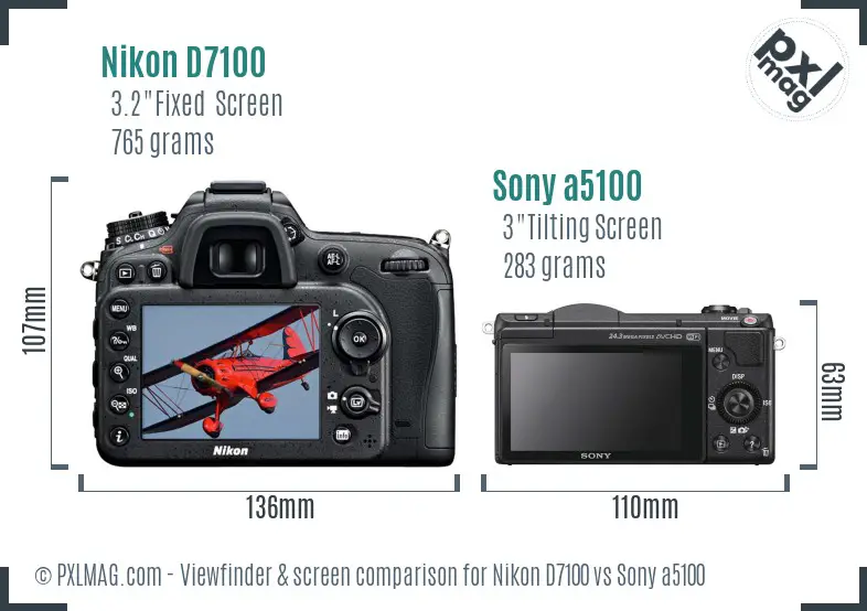 Nikon D7100 vs Sony a5100 Screen and Viewfinder comparison Nikon D7100 vs Sony a5100 Screen and Viewfinder comparison