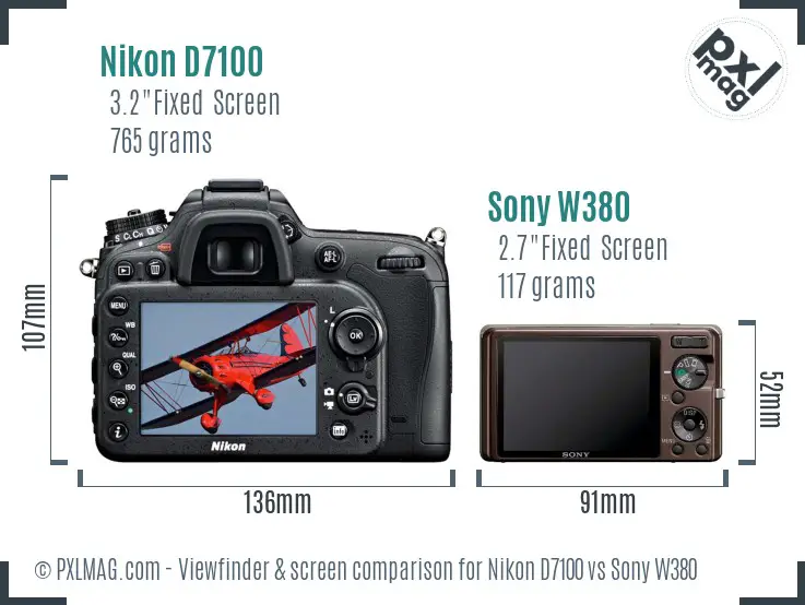 Nikon D7100 vs Sony W380 Screen and Viewfinder comparison