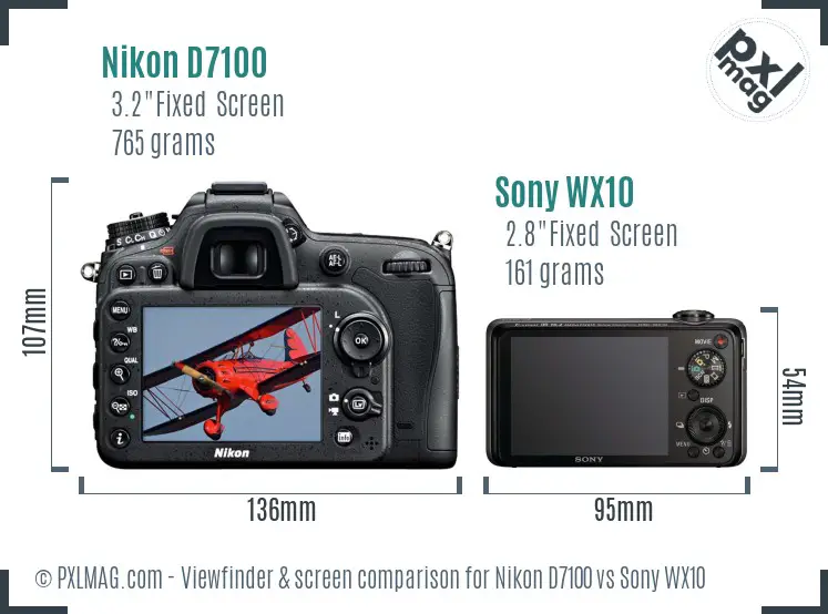 Nikon D7100 vs Sony WX10 Screen and Viewfinder comparison