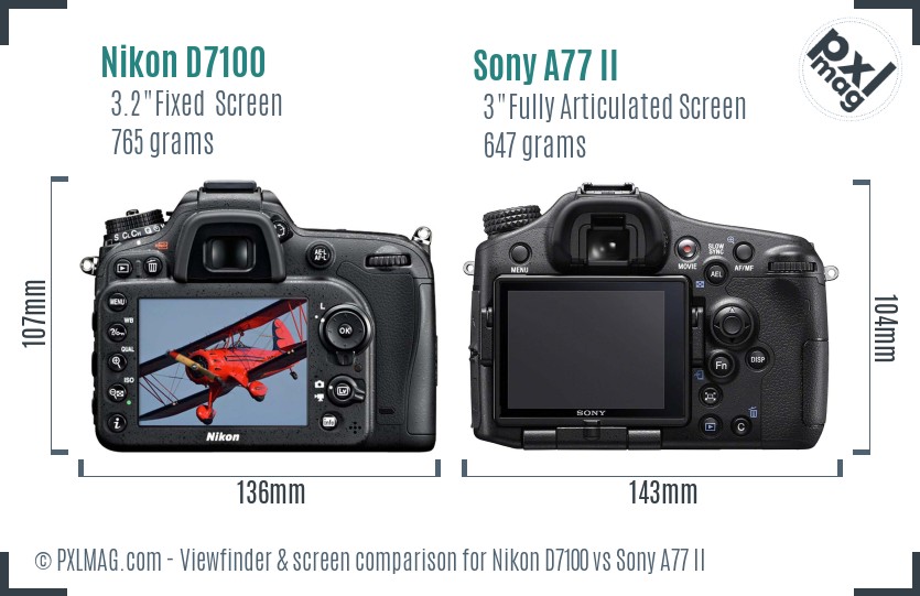 Nikon D7100 vs Sony A77 II Screen and Viewfinder comparison