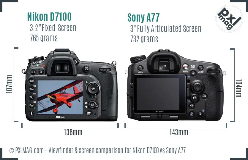 Nikon D7100 vs Sony A77 Screen and Viewfinder comparison