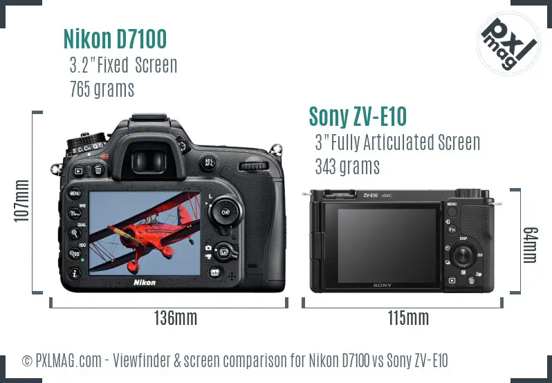 Nikon D7100 vs Sony ZV-E10 Screen and Viewfinder comparison Nikon D7100 vs Sony ZV-E10 Screen and Viewfinder comparison