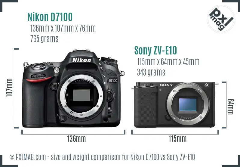Nikon D7100 vs Sony ZV-E10 size comparison Nikon D7100 vs Sony ZV-E10 size comparison