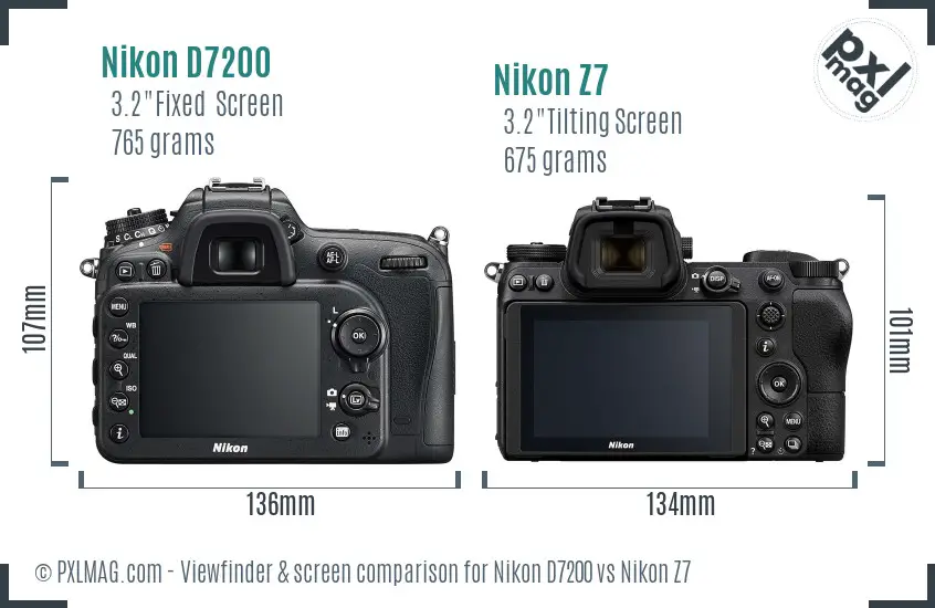 Nikon D7200 vs Nikon Z7 Screen and Viewfinder comparison Nikon D7200 vs Nikon Z7 Screen and Viewfinder comparison