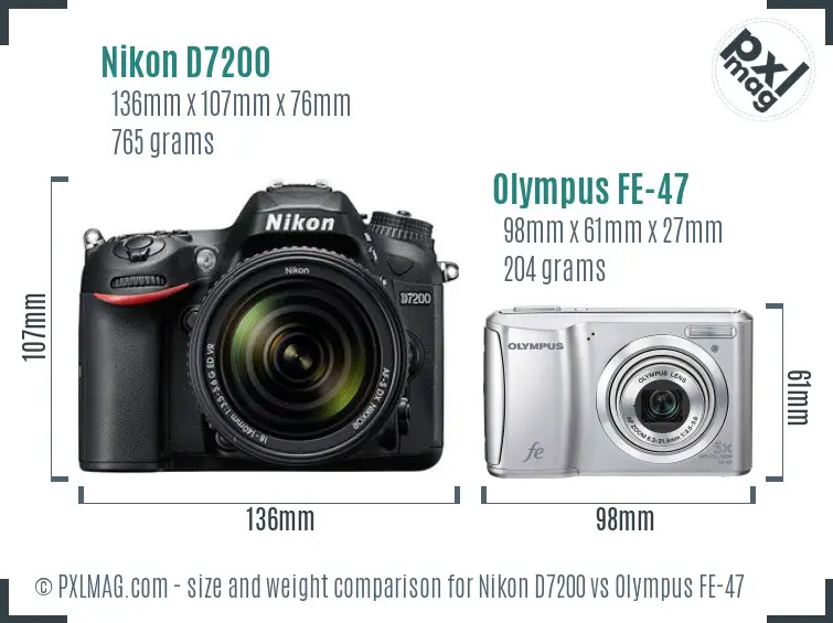 Nikon D7200 vs Olympus FE-47 size comparison