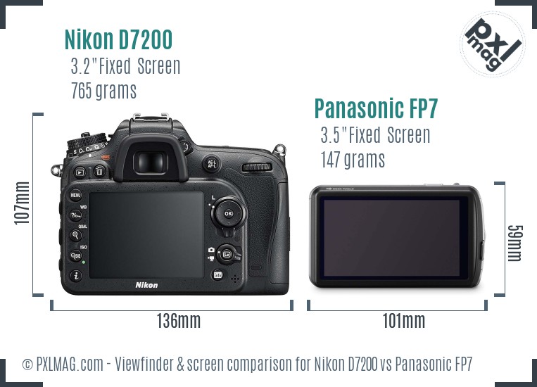 Nikon D7200 vs Panasonic FP7 Screen and Viewfinder comparison