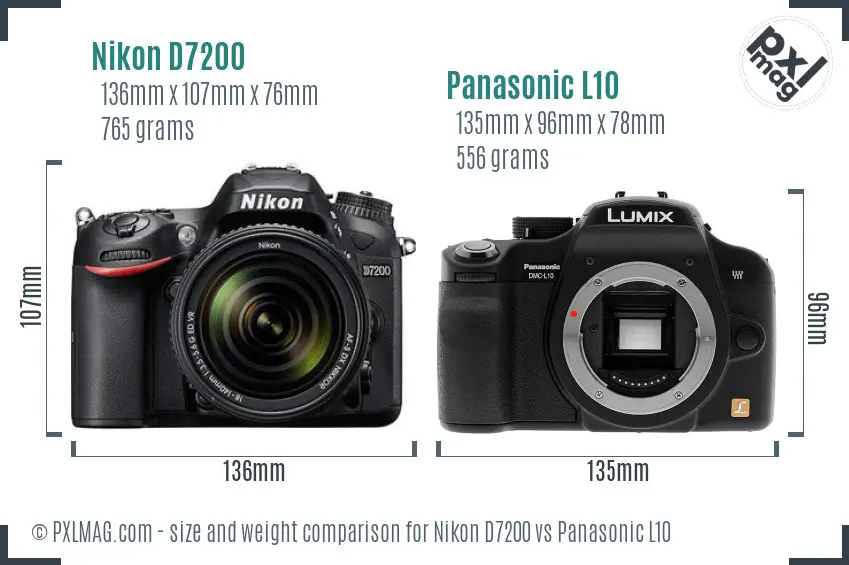 Nikon D7200 vs Panasonic L10 size comparison