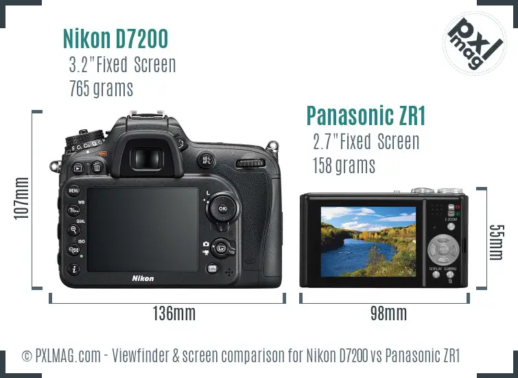 Nikon D7200 vs Panasonic ZR1 Screen and Viewfinder comparison
