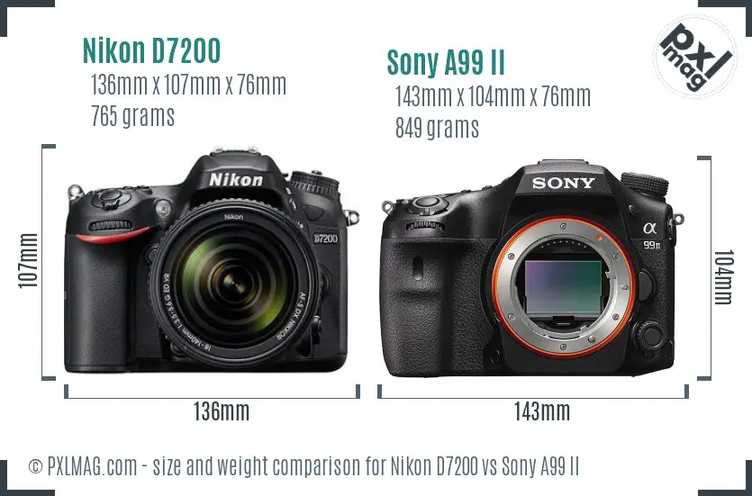 Nikon D7200 vs Sony A99 II size comparison