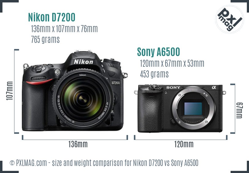 Nikon D7200 vs Sony A6500 size comparison Nikon D7200 vs Sony A6500 size comparison