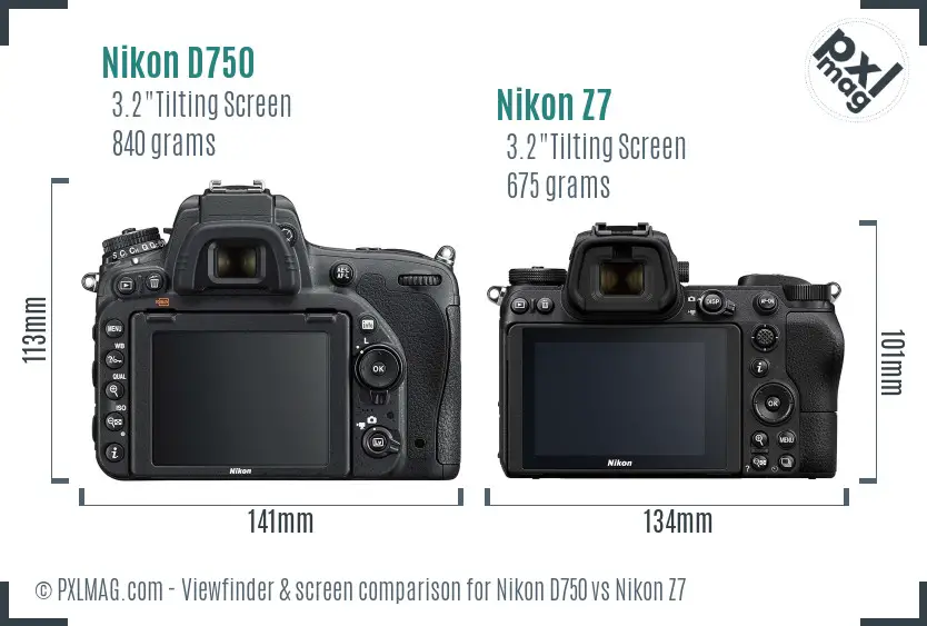 Nikon D750 vs Nikon Z7 Screen and Viewfinder comparison Nikon D750 vs Nikon Z7 Screen and Viewfinder comparison