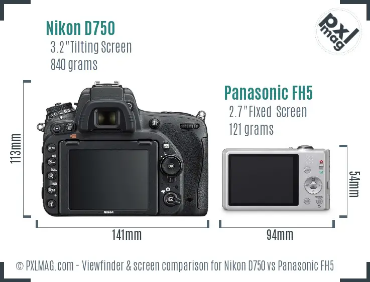 Nikon D750 vs Panasonic FH5 Screen and Viewfinder comparison