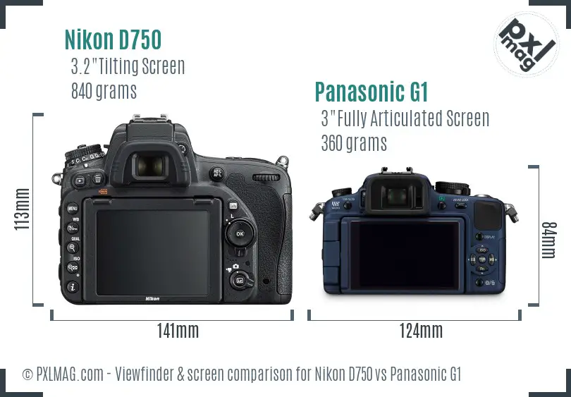 Nikon D750 vs Panasonic G1 Screen and Viewfinder comparison