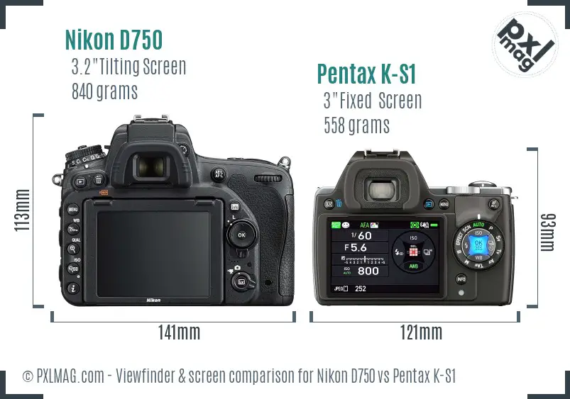 Nikon D750 vs Pentax K-S1 Screen and Viewfinder comparison Nikon D750 vs Pentax K-S1 Screen and Viewfinder comparison