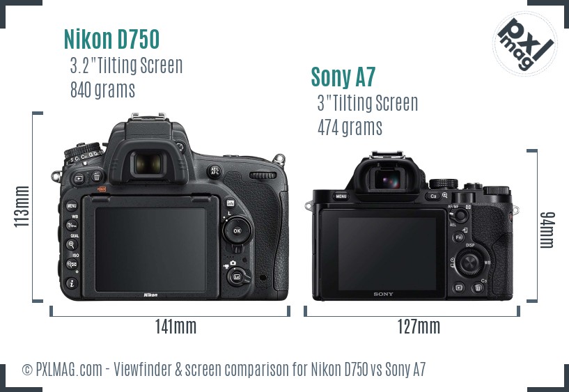 Nikon D750 vs Sony A7 Screen and Viewfinder comparison