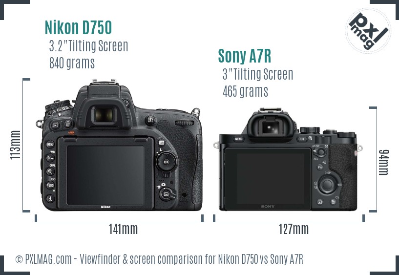 Nikon D750 vs Sony A7R Screen and Viewfinder comparison