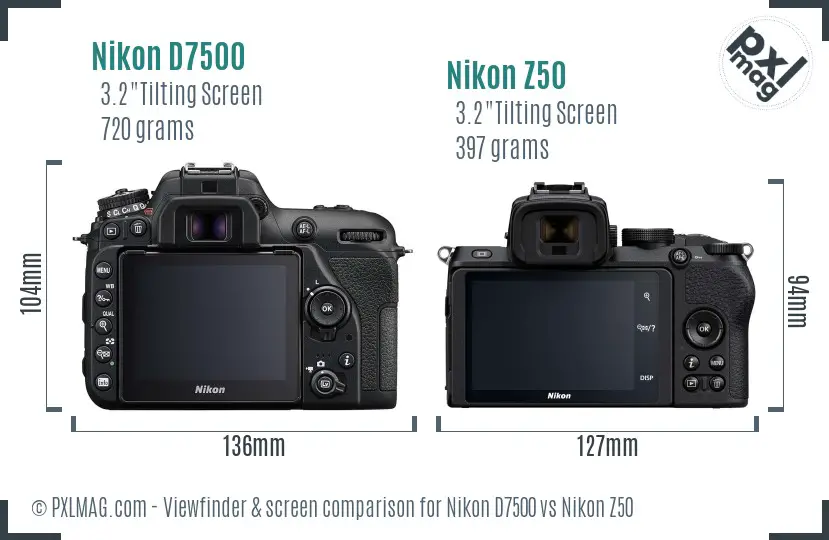 Nikon D7500 vs Nikon Z50 Screen and Viewfinder comparison Nikon D7500 vs Nikon Z50 Screen and Viewfinder comparison